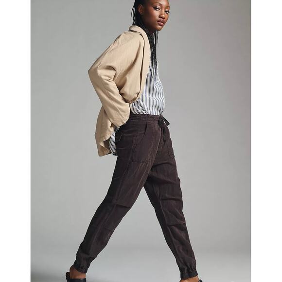 NWT By Anthropologie Slouchy Aviator Pants Carbon Brown Size 14 - Picture 2 of 15